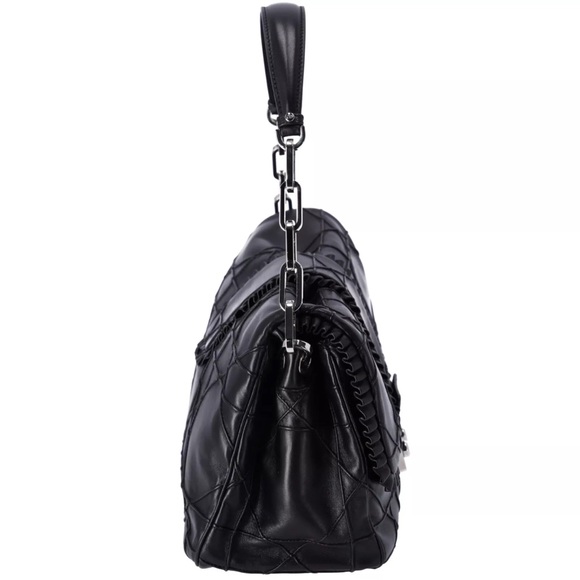 Christian Dior Black Lambskin Leather New Lock Ruffle Flap Shoulder Bag Ruffle - Picture 8 of 15